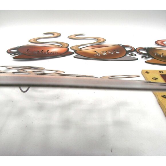 Lot 5 Coffee Bar Metal Wall Decor Latte Mocha Java Cups Mug Sign Plaque Ceramic - Picture 10 of 14